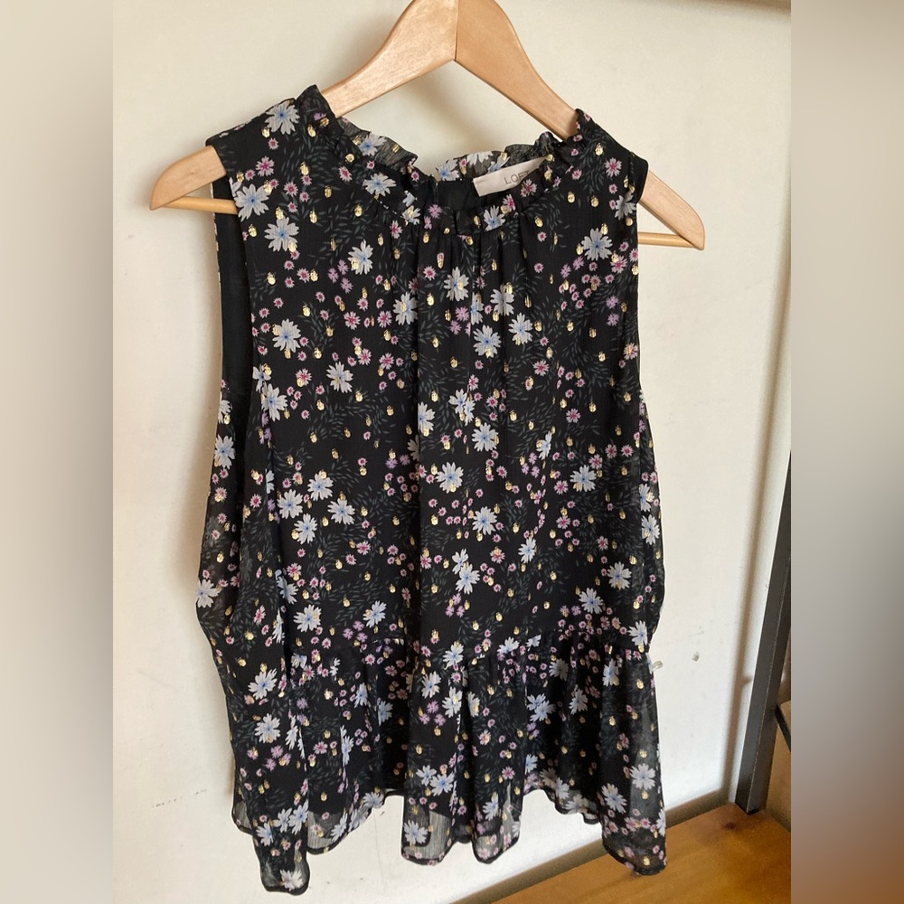 LOFT petite floral peplum blouse